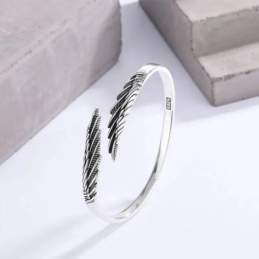 925 Sterling Silver armring FEATHER